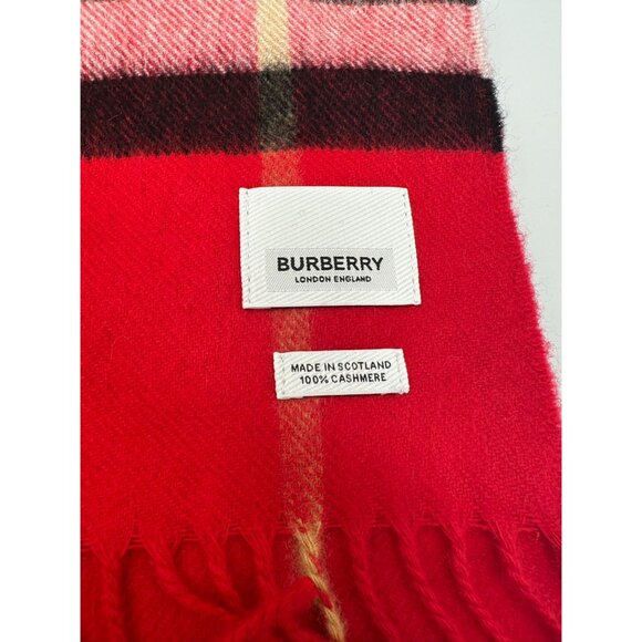 Burberry Giant Check Cashmere Scarf Bright Military Red 168*30cm - Picture 5 of 10